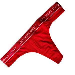 2022 Victoria's Secret Logo Waistband Red Thong Size Medium